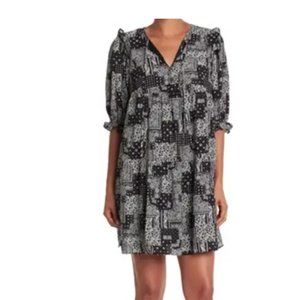 Collective Concepts NWT Black Bandana Print Babydoll Shift Dress L